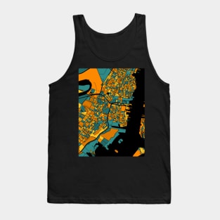 Jersey City Map Pattern in Orange & Teal Tank Top